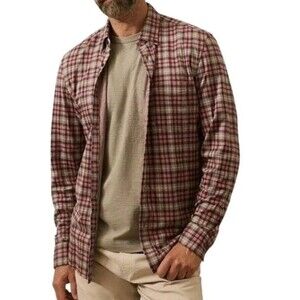 Faherty Mens XXL Coastline Knit Woven Redstone Plaid Button Down Shirt NWT $178
